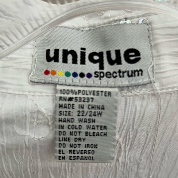 Unique Spectrum White Sequin Button Down Blouse Plus Size 22/24W - Picture 2 of 5